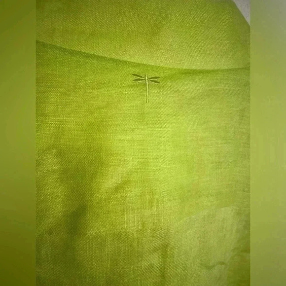 Tyler Boe Dora Linen Button Down Collared Tunic Shirt Wild Lime Womens Sz Medium - Picture 10 of 12